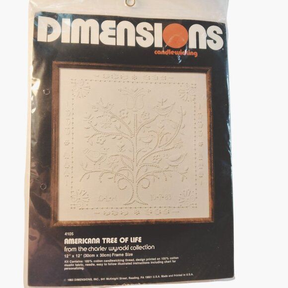 Dimensions Candlewicking Kit Americana Tree Of Life 1983 12x12 Frame Size - Picture 1 of 8
